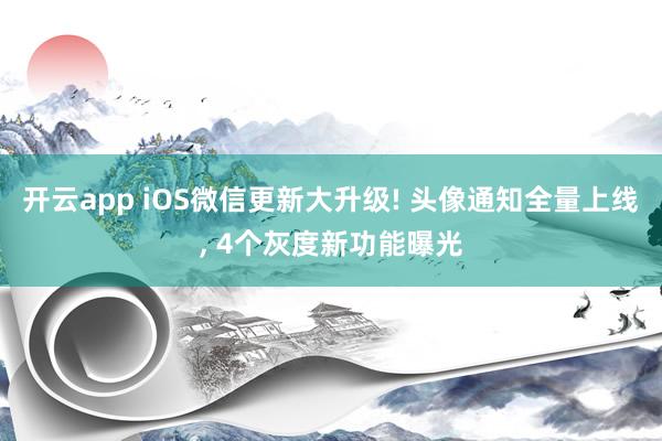开云app iOS微信更新大升级! 头像通知全量上线， 4个灰度新功能曝光