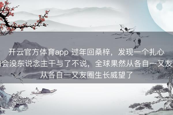 开云官方体育app 过年回桑梓，发现一个扎心格局：同学约会没东说念主干与了不说，全球果然从各自一又友圈生长威望了